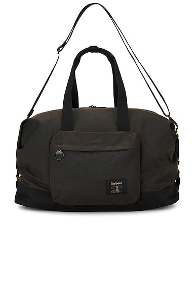 Barbour Field Wax Holdall Duffle Bag in Olive & Black