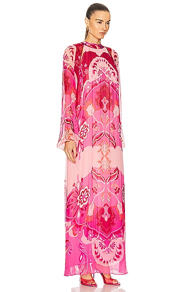 Shop Hemant & Nandita Malak Maxi Dress In Peach Pink