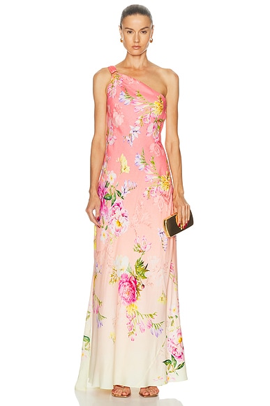 HEMANT AND NANDITA Avya Sash One Shoulder Dress in Multi
