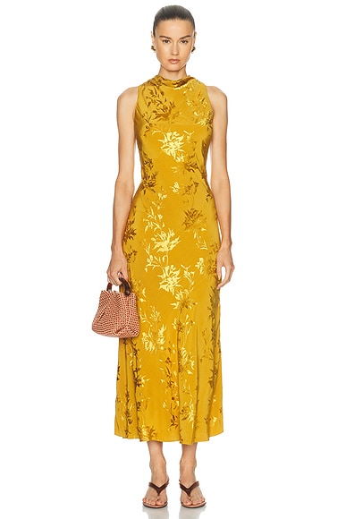 HEMANT AND NANDITA Cowl Midi Dress in Gold