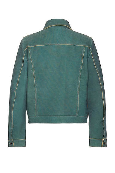 Shop Bianca Saunders Larda Leather Jacket In Indigo & Teal Stripe