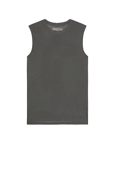 Beyond Yoga Featherweight Freeflo Muscle Tank in True Gray Heather