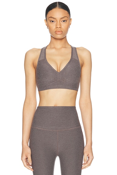 Beyond Yoga Spacedye Lift Your Spirits Sports Bra in Soft Umber Heather