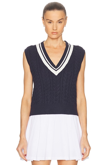 Beyond Yoga The Cable Knit Vest in Nocturnal Navy