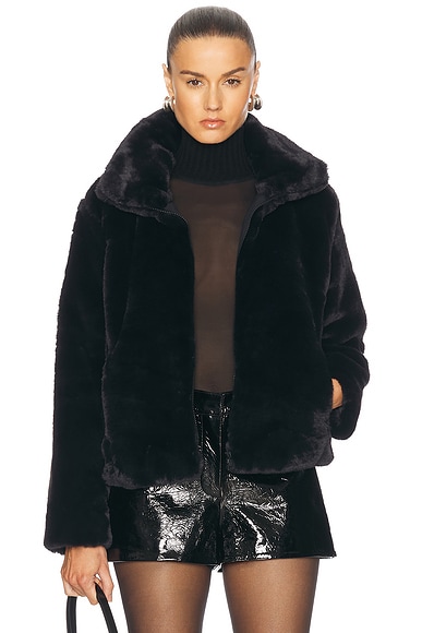 Beyond Yoga On The List Faux Fur Jacket in Black