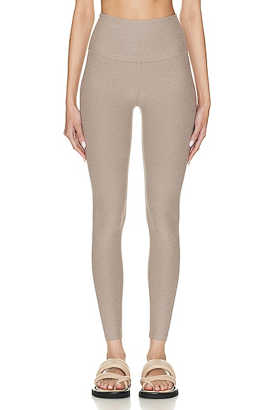 Spacedye Caught In The Midi High Waisted Legging in Taupe