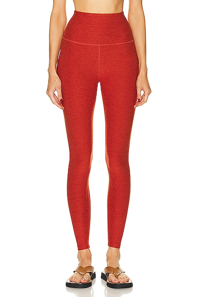 Spacedye Caught In The Midi High Waisted Legging in Red