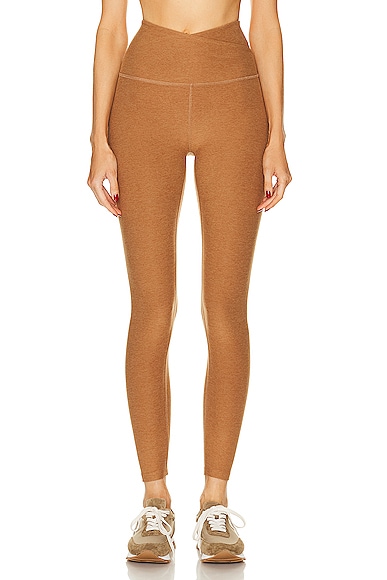 Spacedye At Your Leisure High Waisted Midi Legging in Tan