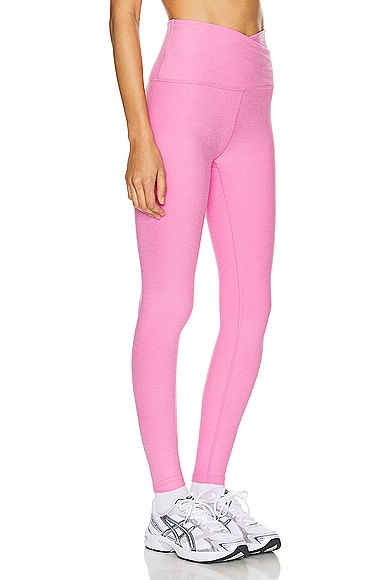 Shop Beyond Yoga Spacedye At Your Leisure High Waist Midi Leggin In Pink Bloom Heather