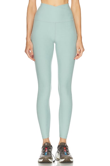 Beyond Yoga Spacedye At Your Leisure High Waisted Midi Legging in Minty Slate Heather