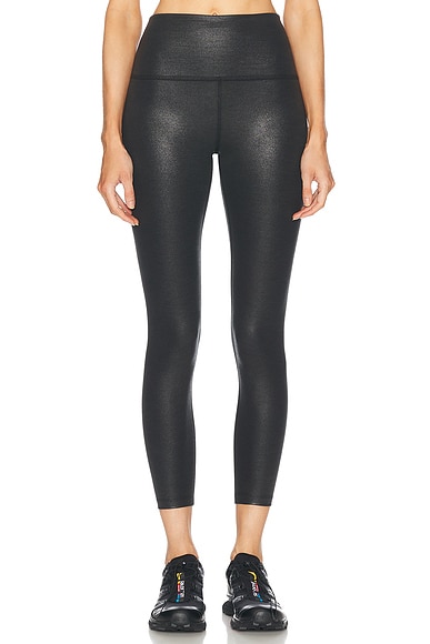 Beyond Yoga High Waisted Midi Legging in Black Foil