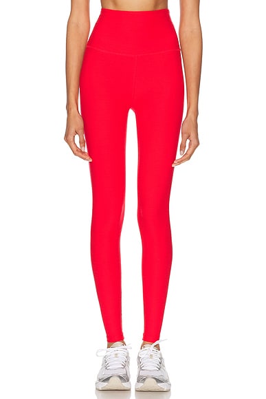 Beyond Yoga Spacedye Caught in The Midi High Waisted Legging in Candy Apple Red Heather