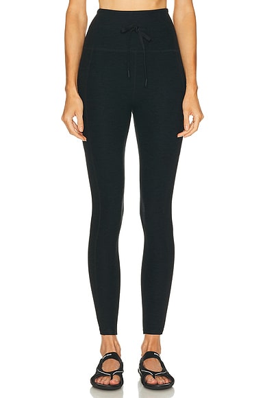 Beyond Yoga Spacedye Go Pocket Midi Legging in Darkest Night