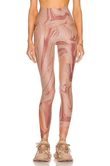 Beyond Yoga Printed Spacedye Caught in the Midi High Waisted Legging in Mauve