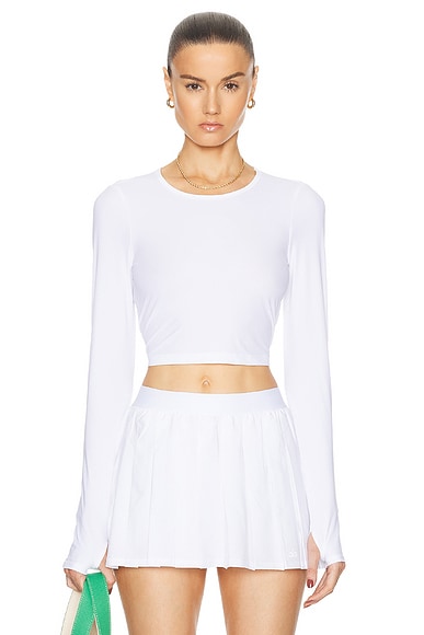 Shop Beyond Yoga Powerbeyond Lite Cardio Cropped Pullover In Lunar White