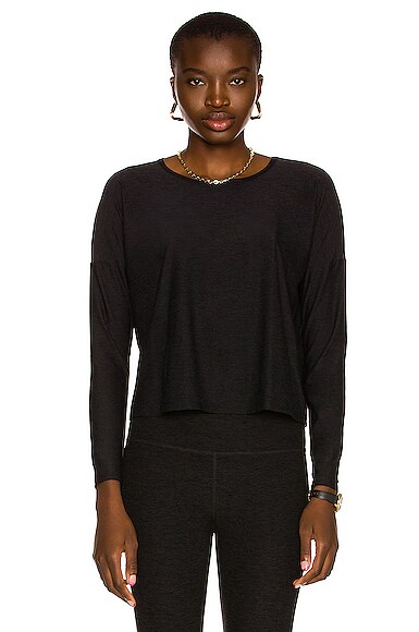 Beyond Yoga Featherweight Morning Light Pullover in Black