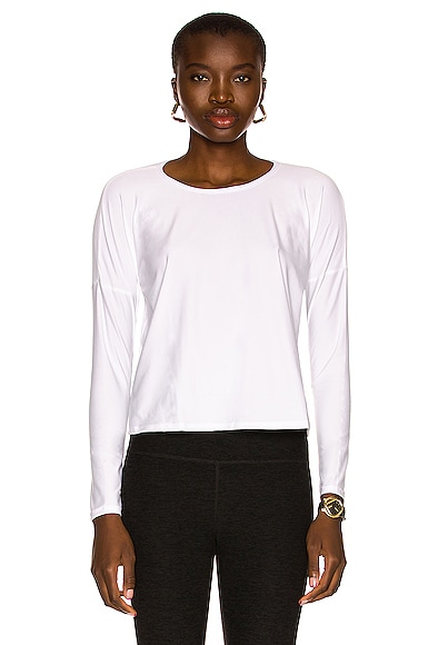 Beyond Yoga Featherweight Morning Light Pullover Top in White