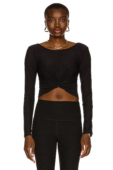 Beyond Yoga Featherweight Twist Of Fate Pullover in Black