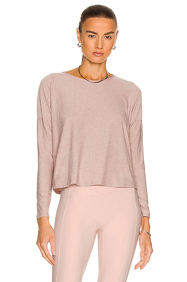 Beyond Yoga Featherweight Morning Light Pullover Top in Blush