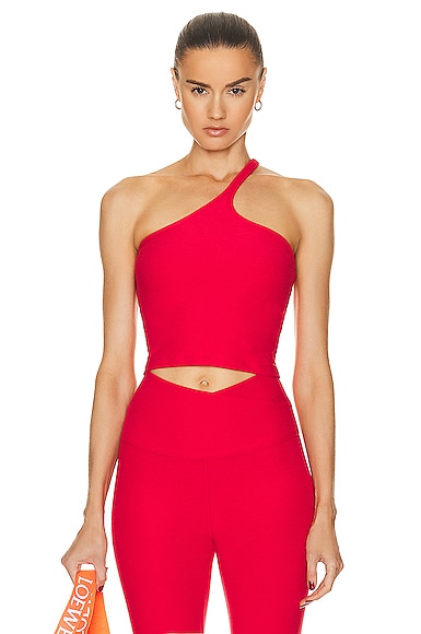 Spacedye One Up Cropped Tank Top in Red
