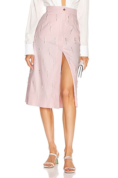 Crystal Embellished Midi Skirt