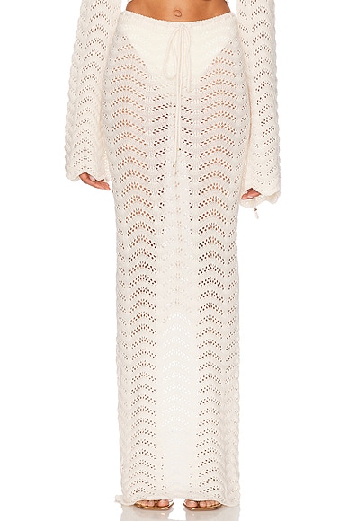 Bananhot Miana Skirt in Knitted Ivory Stripes