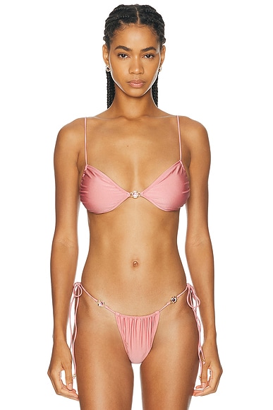 Bananhot Bloom Bikini Top in Rose Tan