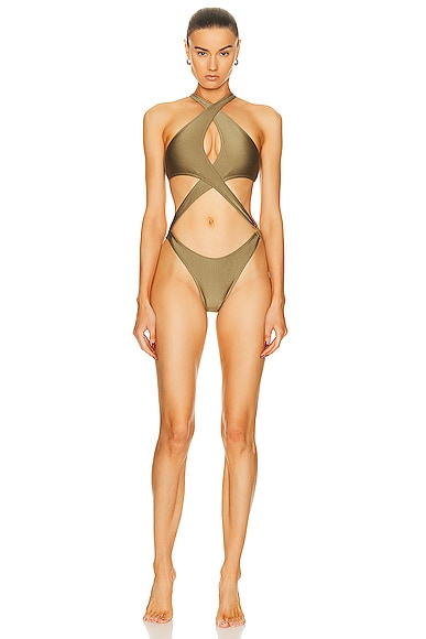 Bananhot Kaia One Piece Swimsuit In Olive Green
