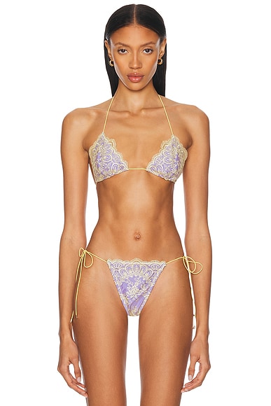 Bananhot Nina Bikini Top in Yellow Lace