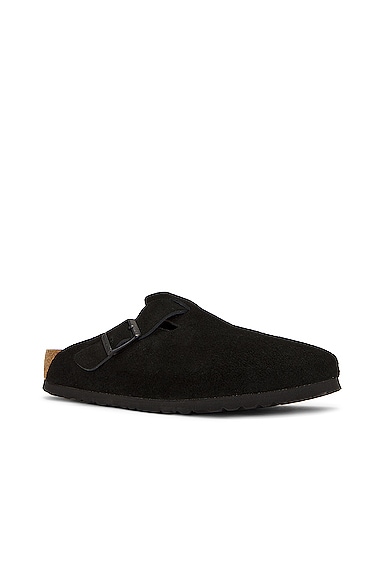 Shop Birkenstock Boston Soft Footbed In Black