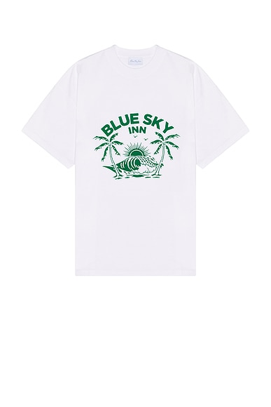 Blue Sky Inn Green Wave T-Shirt in White