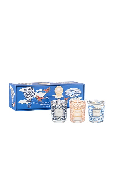 Manhattan Paris Mykonos Trio Travel Candles