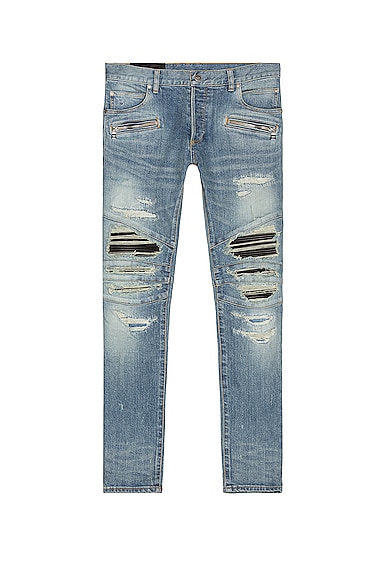 Ribbed Patch Slim Jeans
