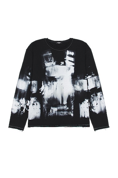 Balmain X-ray Print Edge Sweatshirt In Noir & Gris Clair