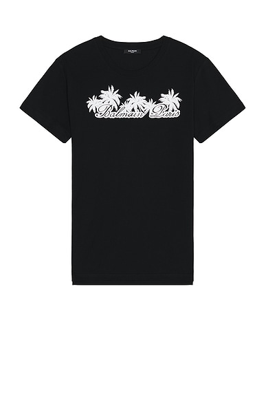 BALMAIN Palm Print Logo T-shirt in Black