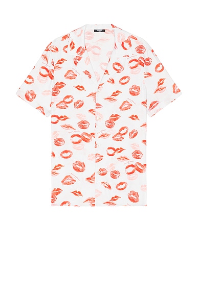 TAKAHIROMIYASHITA The Soloist Back Gusset Lip Pattern Shirt in Saxe Stripe  | FWRD