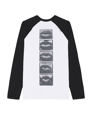 Lips Print Raglan Long Sleeve T-Shirt