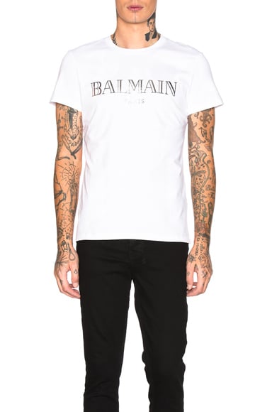T-Shirt Homme Balmain Paris Noir - Taille L, Coton, Occasion Très Bon État