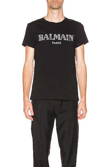 Click to view more detailed imagery on our partner's website Balmain Slim-Fit Logo-Print Cotton-Jersey T-Shirt In Black