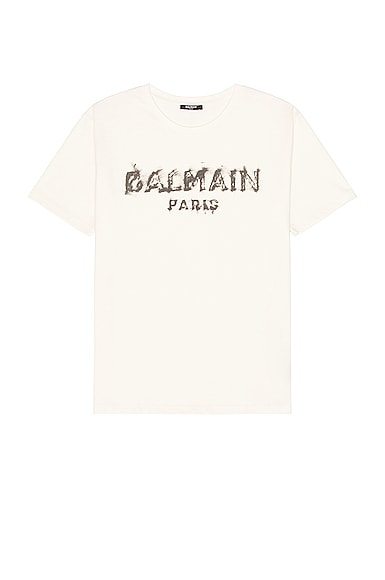 BALMAIN Charcoal T-Shirt in Cream