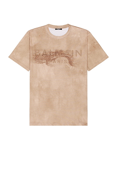 BALMAIN Desert Printed Bulky Fit T-shirt in Beige