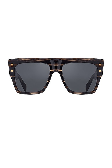 BALMAIN B-I Flat Top Sunglasses in Tortoise & Gold