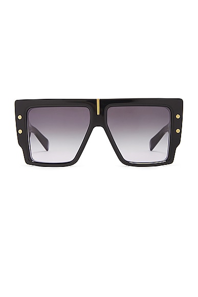 BALMAIN B-grand Sunglasses in Black & Gold
