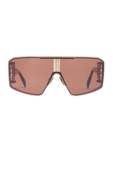 BALMAIN Le Masque Sunglasses in Rose & Brown