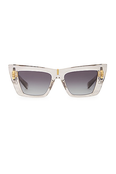 BALMAIN B-eye Sunglasses in Grey & Gold