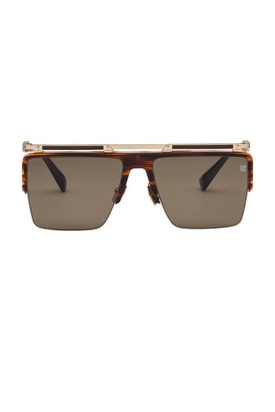 BALMAIN Trimophe Sunglasses in Brown Swirl
