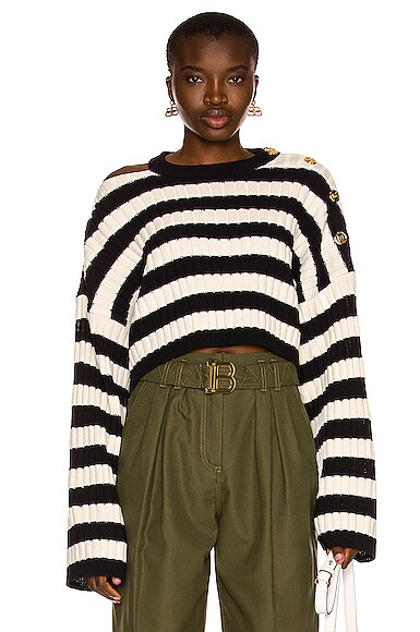 Oversized Button Cropped Sweater