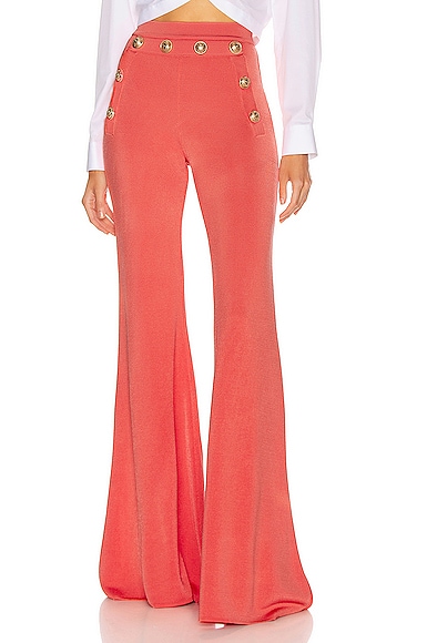 Button Embellished Flare Pant