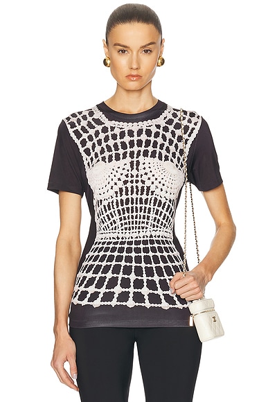 BALMAIN Embroidery Print Trompe L'oeil T-Shirt in Noir & Blanc