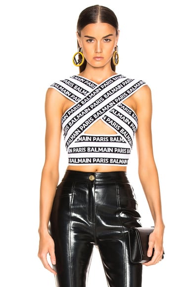 Logo Print Crossover Banded Top